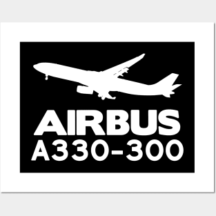 Airbus A330-300 Silhouette Print (White) Posters and Art